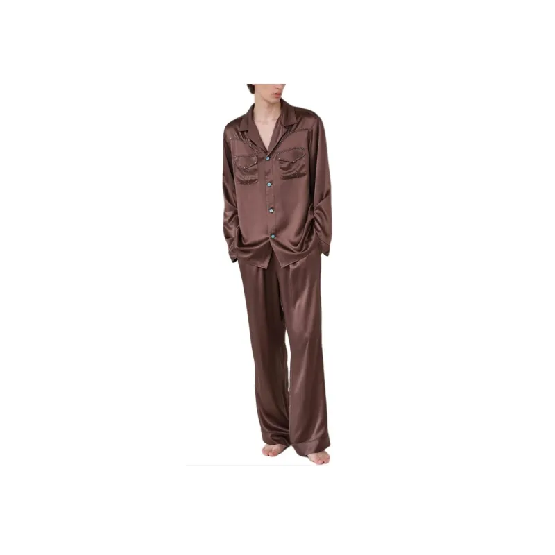 SILKY MIRACLE FW24 Loungewear Men's Chocolate Brown Set-3