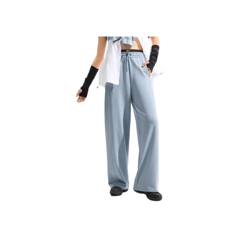 LiNing Fitness Series Knitted Sweatpants Women's Light Gray Blue-2