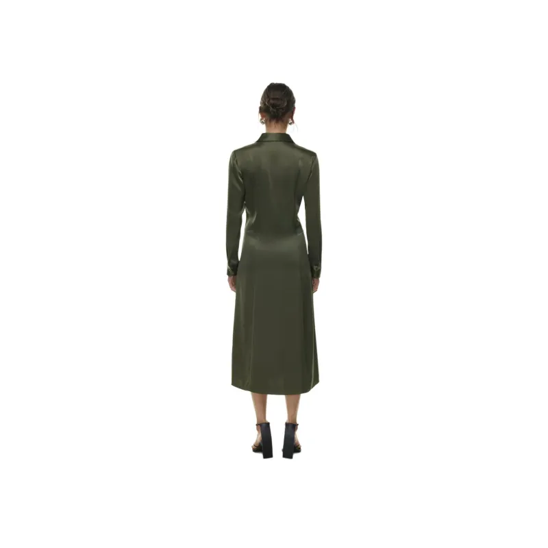 ARITZIA Babaton Hearst Satin Dress Long-Sleeved Dresses Women's Dark Olive-2