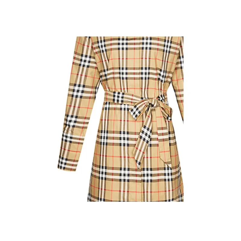 Burberry Vintage Check Pattern Belted Shirt Dress-5
