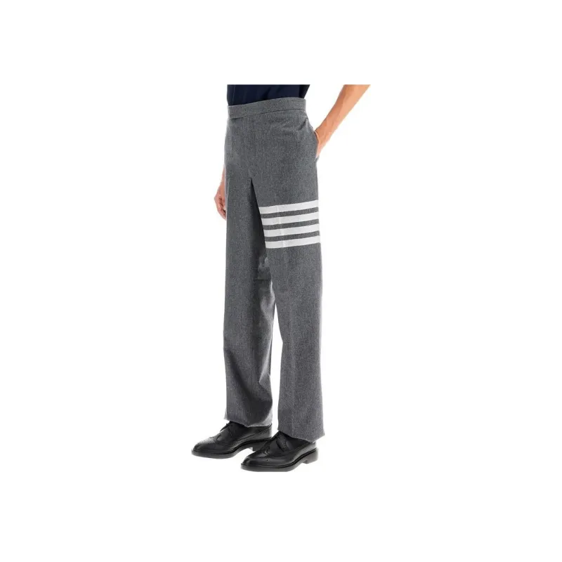 THOM BROWNE 4 Bar Stripe Detailed Flannel Trousers-2
