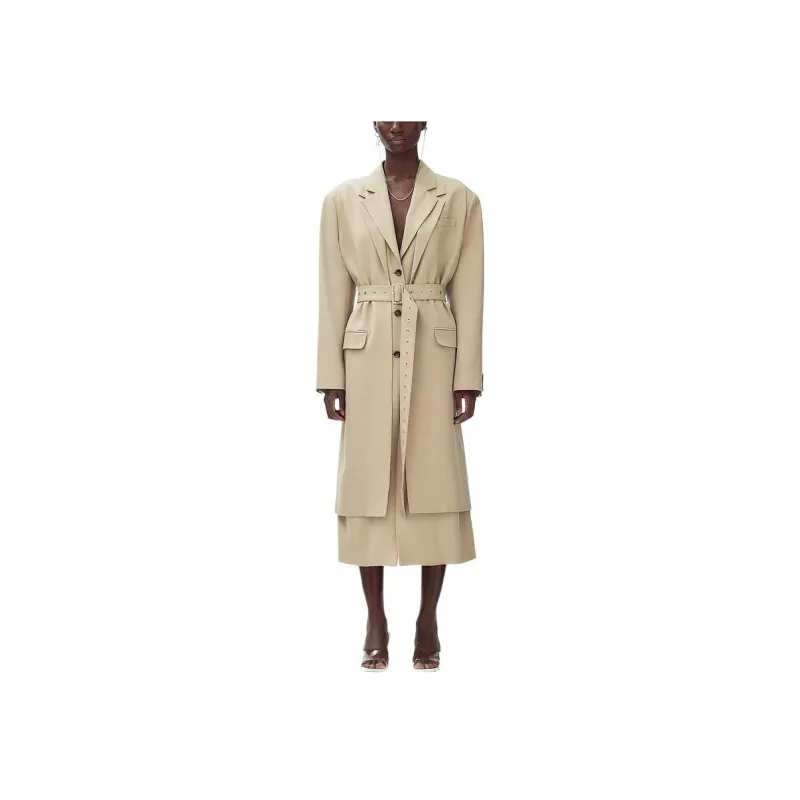 Rokh H&M Wool Blend Double Layered Coat Beige-1