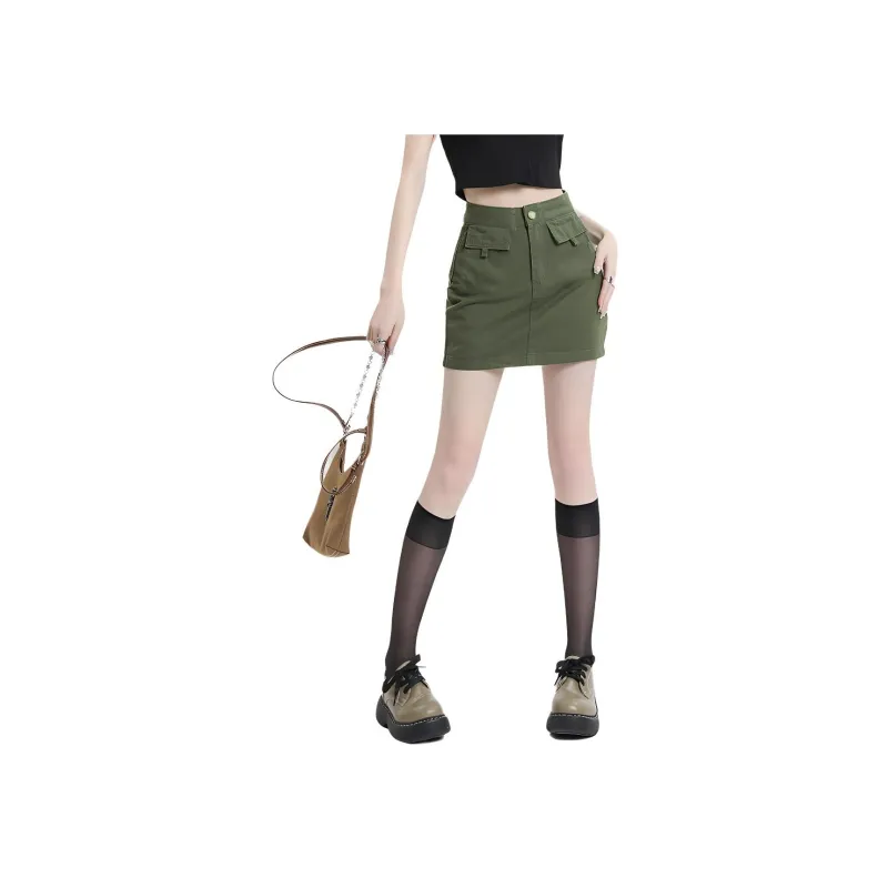 Weixi Cargo Short Skirts Women's Army Green-3
