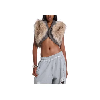 Jaded London Meka Faux Fur Knit Shrug Knitwear Women's Gray