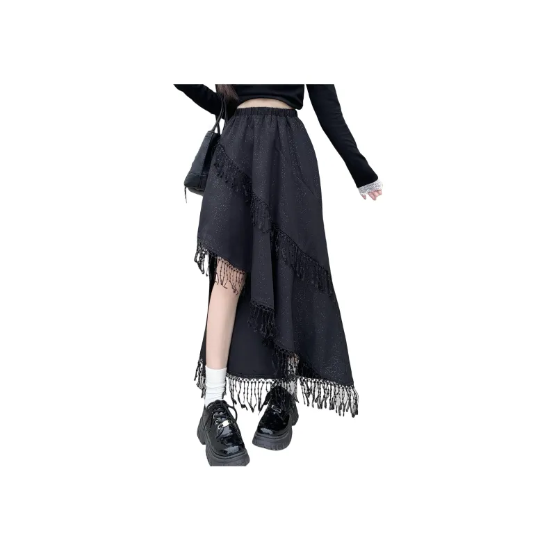 PAVEA Casual Long Skirts Women's Black-0