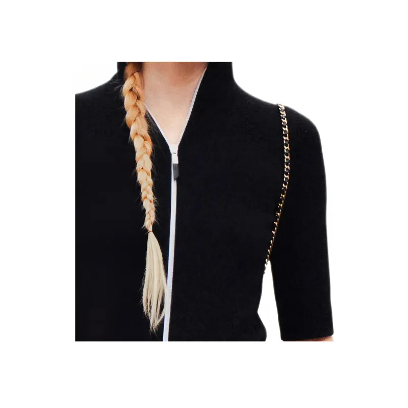 CHANEL Short Sleeved Dress Women's Black-4