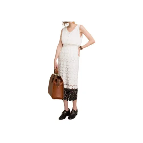 DEAR DEER PUFF 아이보리 여성 캐주얼 롱 스커트