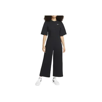 Nike Women's Logo Print Short-Sleeve Jumpsuit Black