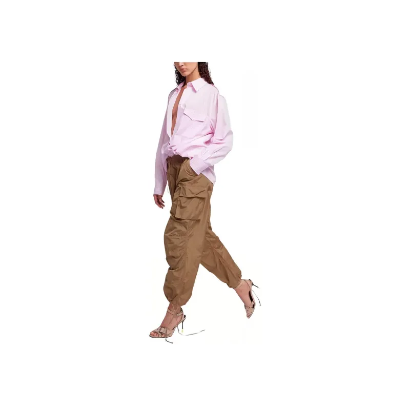 MSGM Wide Leg Drawstring Cargo Trousers-4