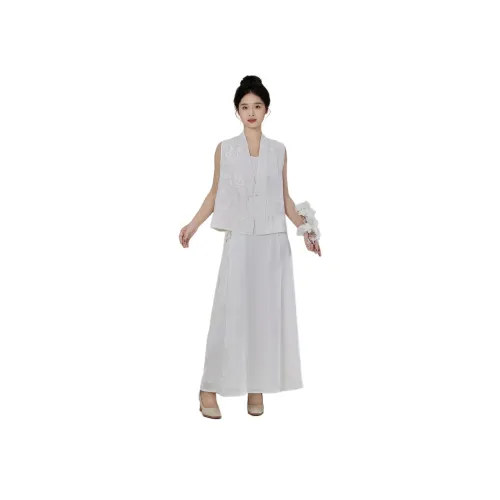 XINGHEHANGE 화이트 여성 투피스 스커트 세트