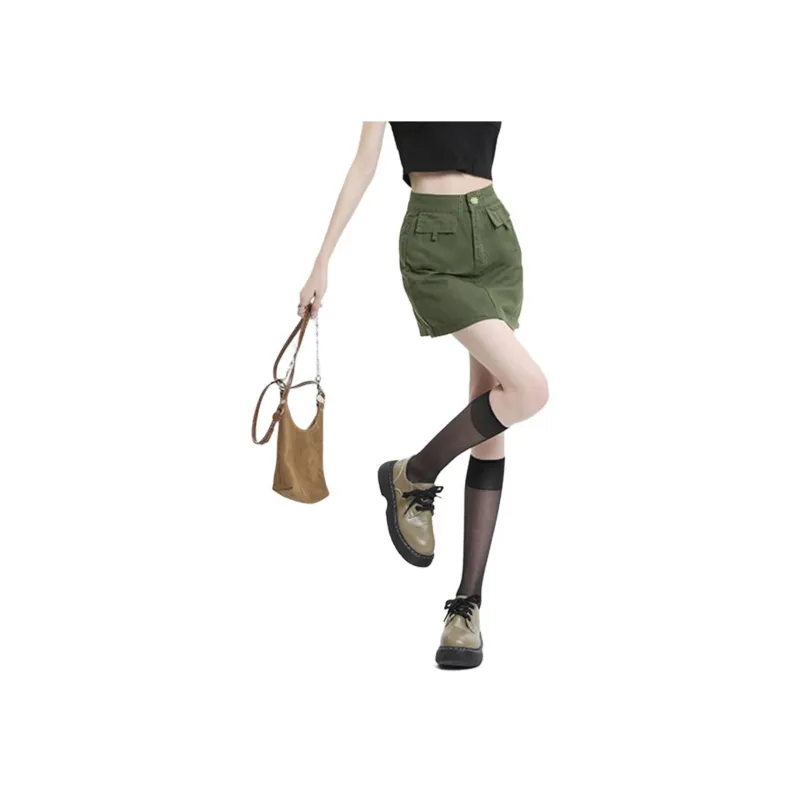 Weixi Cargo Short Skirts Women's Army Green-1