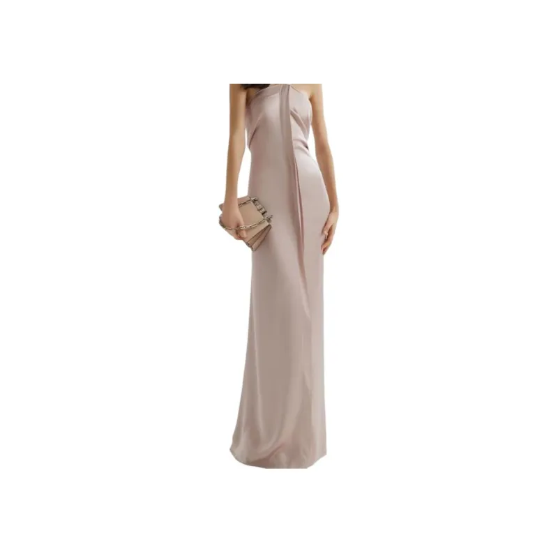 FENDI One shoulder Silk Long Dress-3