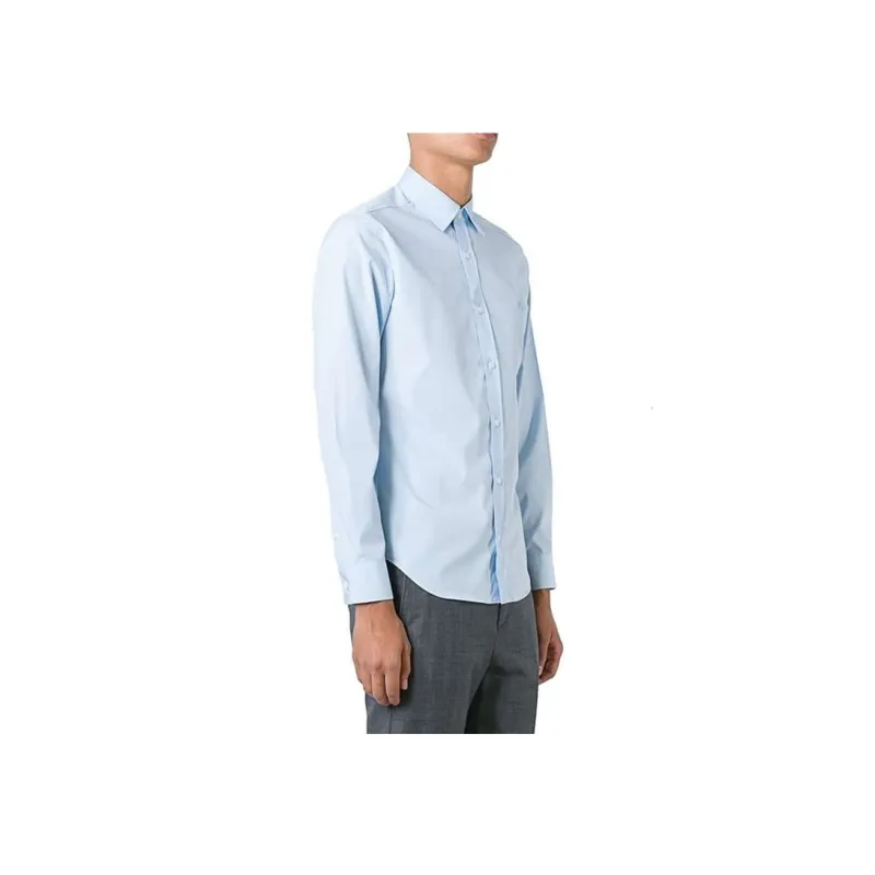 Burberry Mens Cotton Classic Long Sleeves Shirt Blue-4