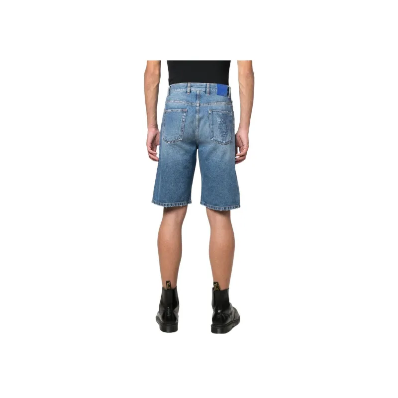 Marcelo Burlon County Of Milan Cross Embroidered Knee length Denim Shorts-2