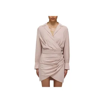 Self portrait Long Sleeved Dress Women's Light Coffee