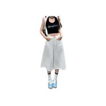 Wen Shan Denim Shorts Women's Ecru Capri Pants