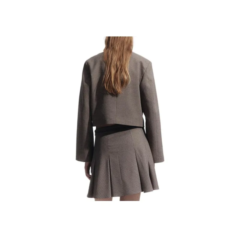 H&M Casual Short Skirts Women's Beige/Plaid-2