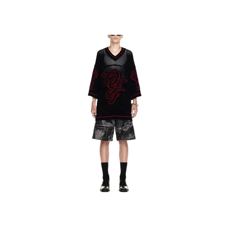 OFF WHITE Varsity Knitted mesh T shirt-2