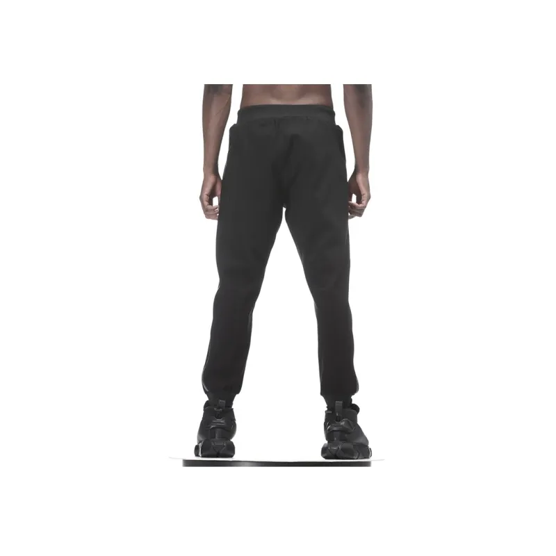 NORVINCY Elastic Cuff Stretch Knitted Sweatpants Unisex Black-4