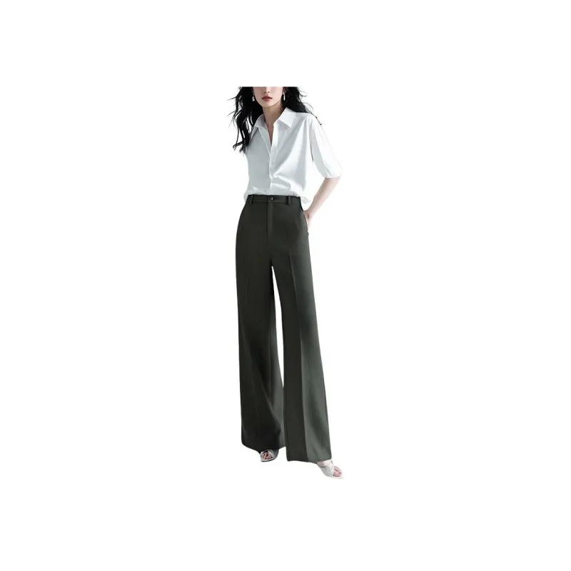 Late White Casual Pants Women's Dark Blue-3