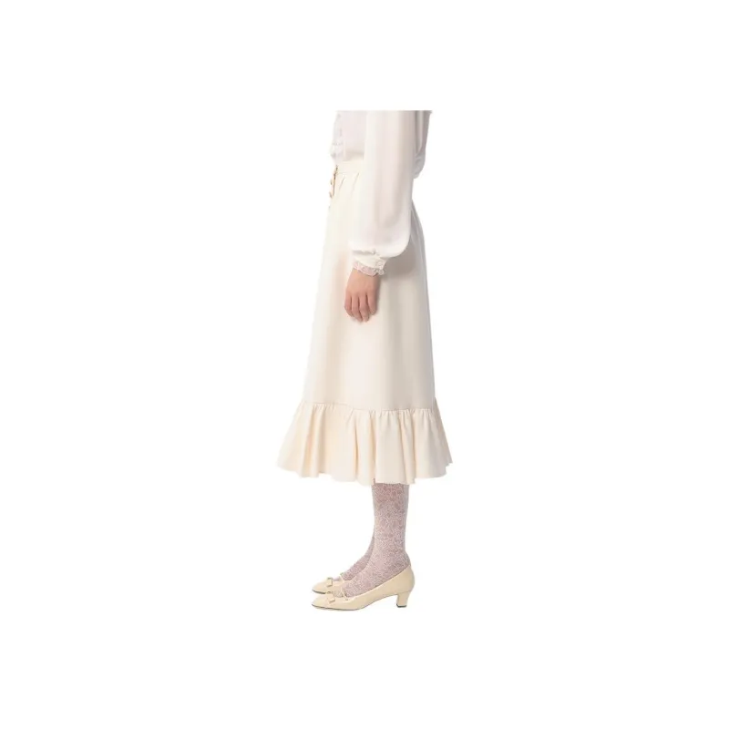 Valentino Crepe Couture Ruffled Hem Midi Skirt-4