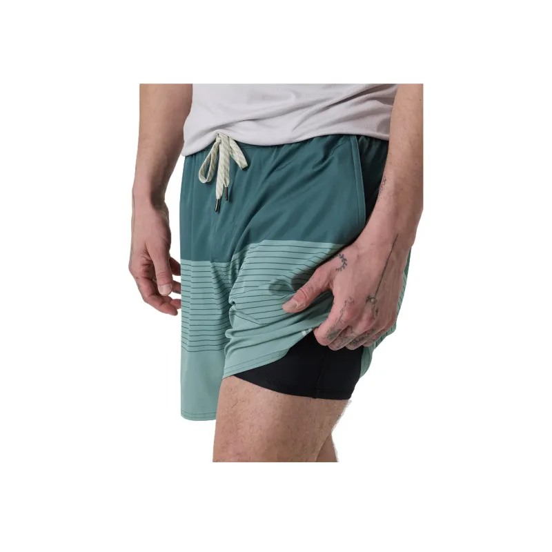Vuori Trail Sports Shorts Men's Light Deep Sea Stripes/Salt Color-3