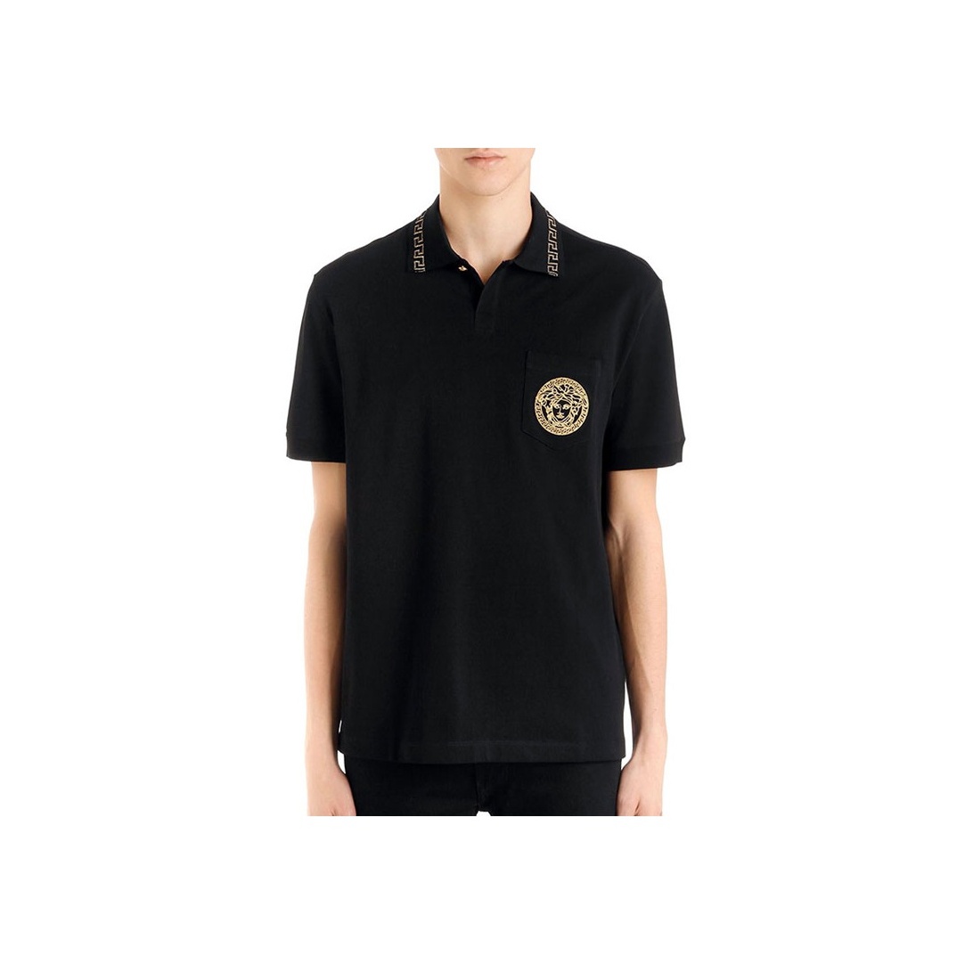 Tシャツ・カットソー VERSACE SS25 Black piquet polo shirt (10139061A12345 1B000) medusa-piquet-polo-shirt-black