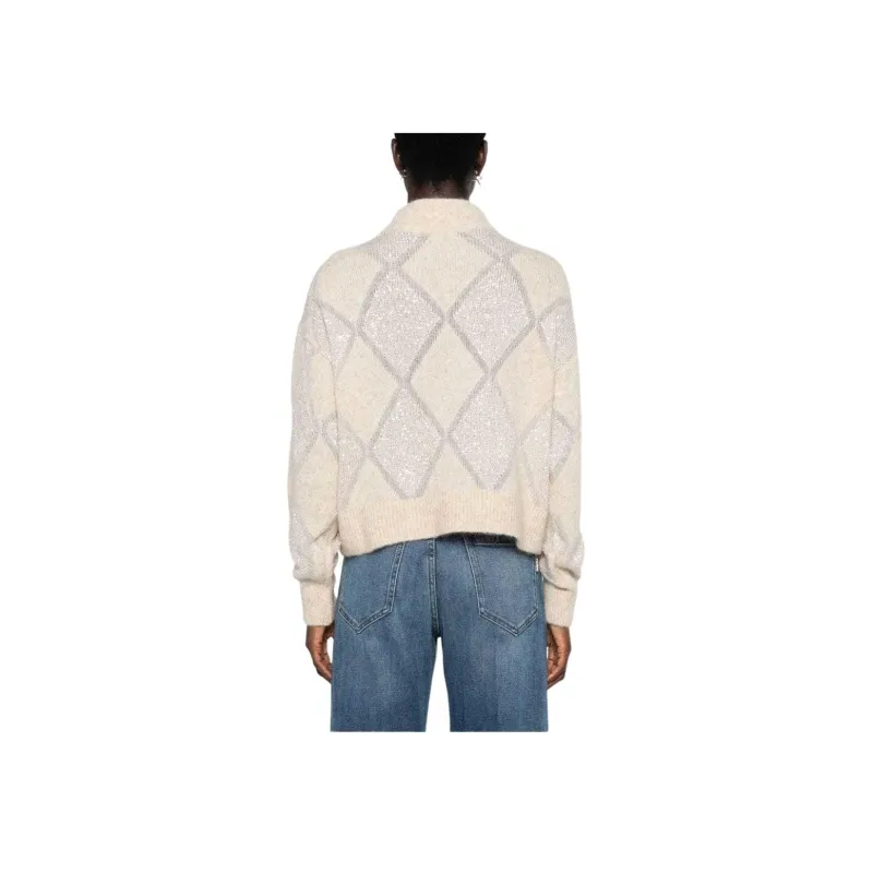 Brunello Cucinelli Sequin Embellished High Neck Knitted Jumper-3