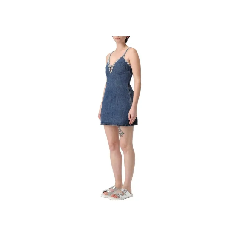 Self portrait Strappy Denim Mini Dress-3
