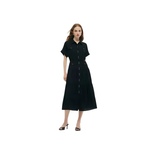 GOELIA 블랙 여성 반팔 원피스