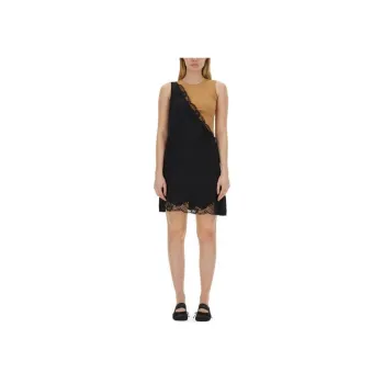 MM6 Maison Margiela One Shoulder Lace Trim Dress