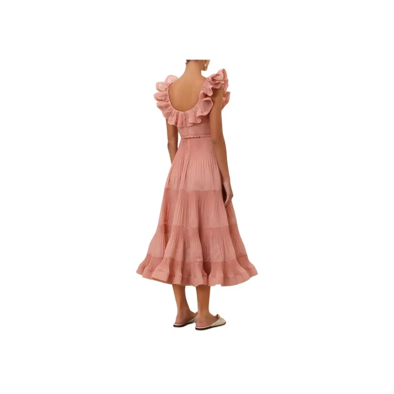 Zimmermann Pleated Frilled Midi Dress-1