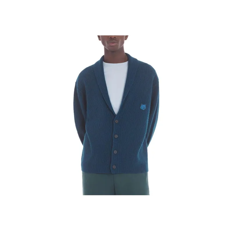 Maison Kitsune Bold Fox Head-appliqué Ribbed Cardigan-2