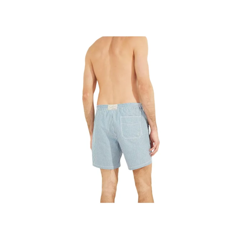 GUESS Seersucker Swim Trunks Casual Shorts Men's Blue-1