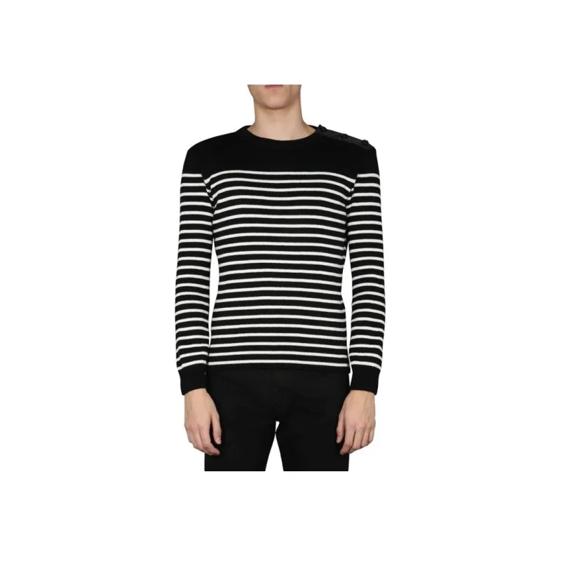 SAINT LAURENT Striped Knitted Sweater-1