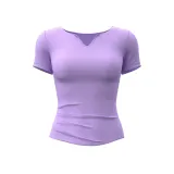 Peach V-Neck Short-Sleeved-Purple