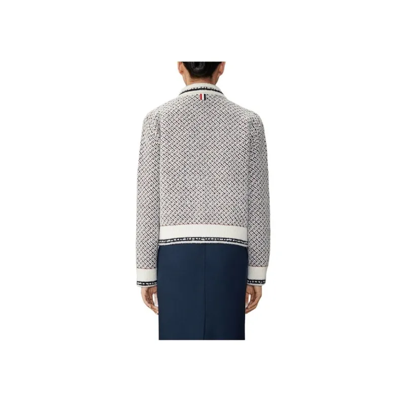 THOM BROWNE Spread collar Tweed Bomber Jacket-3