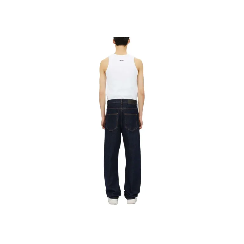 MSGM Logo patch Cotton Jeans-3