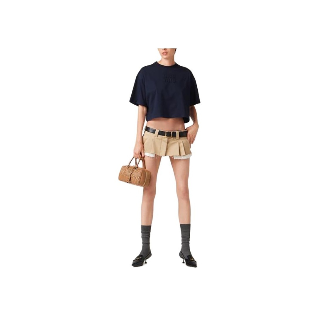 Tシャツ・カットソー MIU MIU Women Tops MJA906SOOO 11QG F04MU B CO POMICE PIOMBO MIU MIU T-Shirts Women's - POIZON