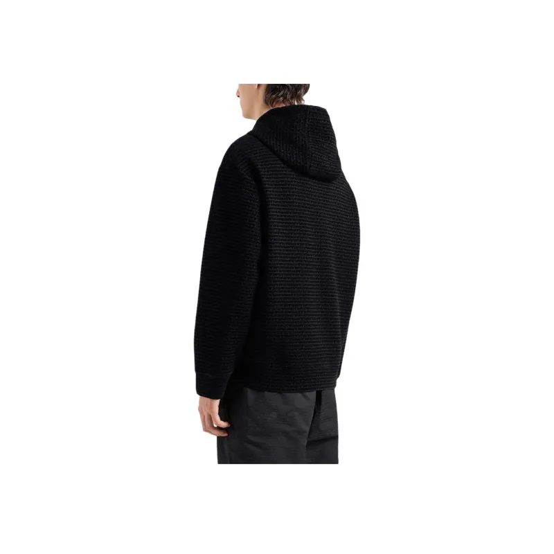 EMPORIO ARMANI Double jersey Hooded Zip up Sweatshirt With All over Flocked Lettering-1