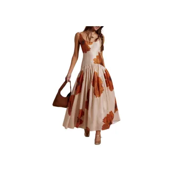 FREE PEOPLE Hutch The Ridge Dress Slip Dresses Women's Tan Combo/Tan Combination