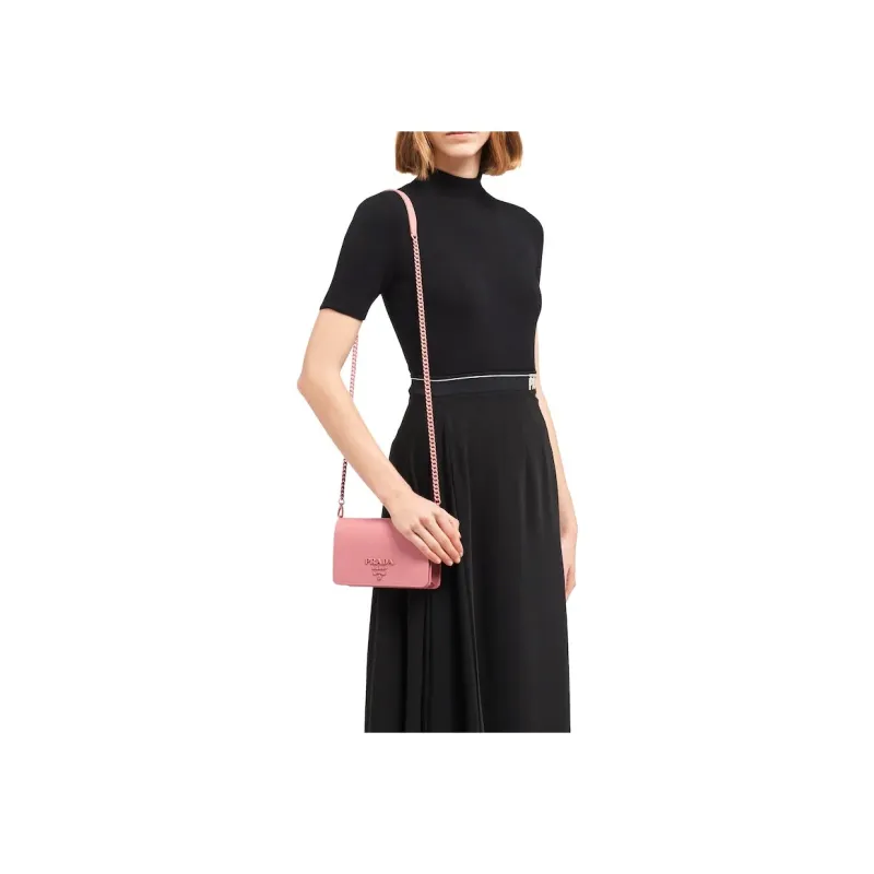 PRADA Saffiano Leather Shoulder Bag Crossbody Bag Mini Women's Petal Pink-4