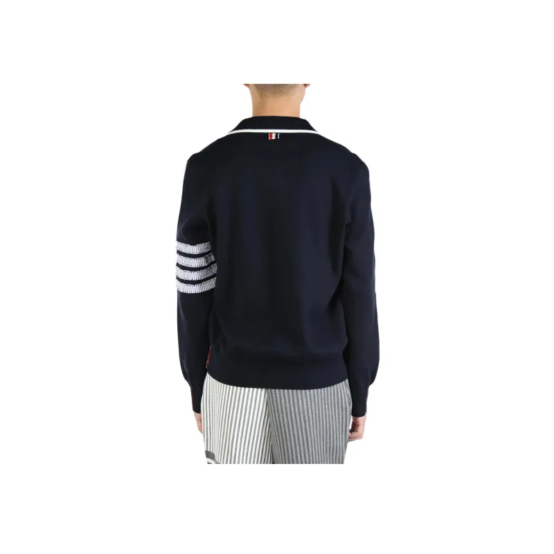 THOM BROWNE 4-Bar Stripe Detailed Knitted Polo-1