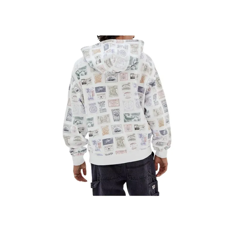 GUESS Originals Eco Stamp Hoodie Sweatshirt Men's White-1
