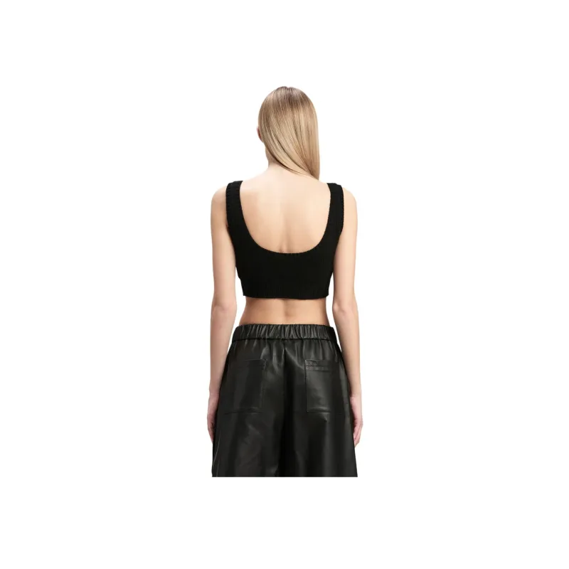 PALM ANGELS Intarsia Knit logo Crop Top-2