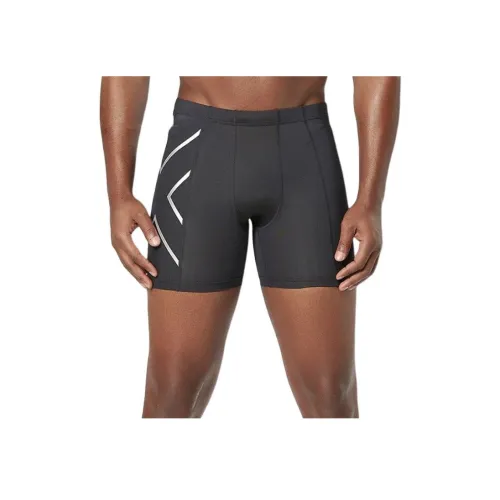 2XU 블랙 실버 남성 스포츠 반바지