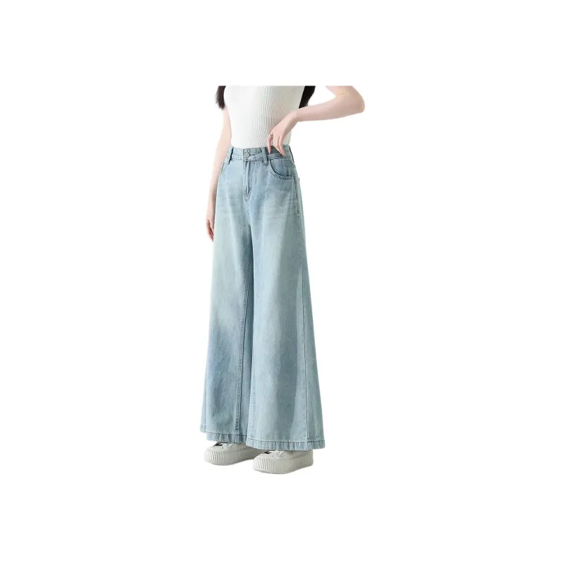 FAWENXIANGZI Jeans Women's Light Blue-7