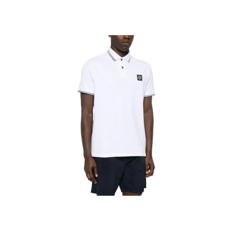 STONE ISLAND Piqué Cotton Polo Shirt-3