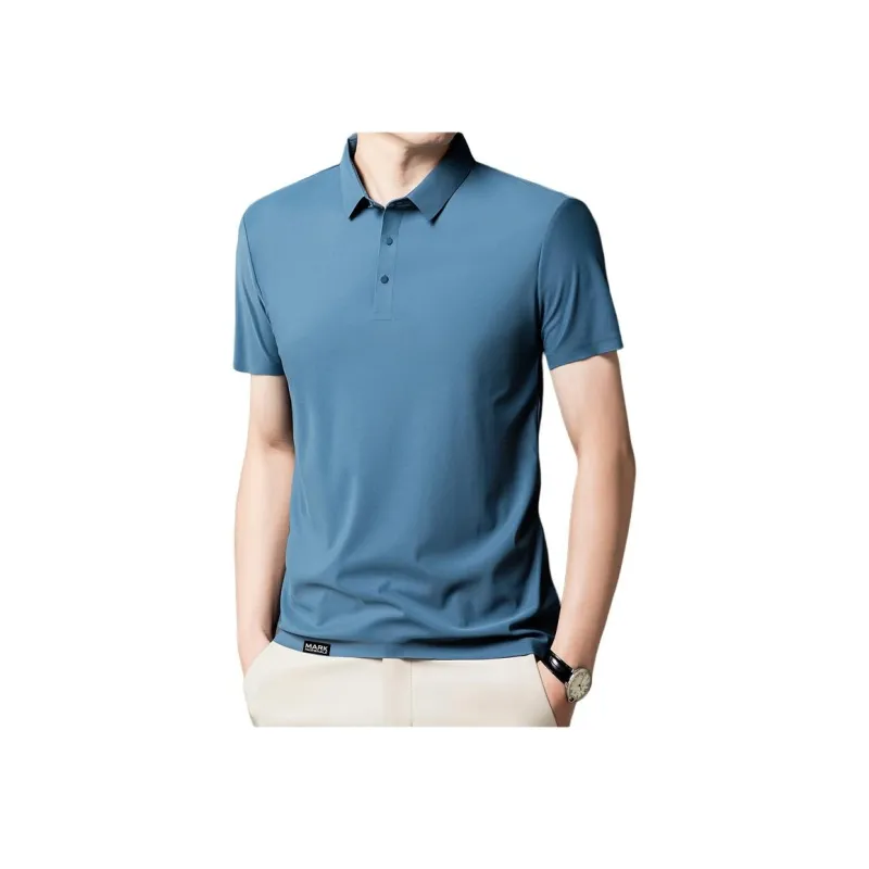 FAIRWHALE Polo Shirts Men Gray Blue-3