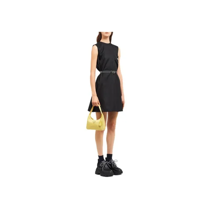 PRADA Hobo Nylon Fabric Shoulder Bag Handbag Women's Yellow-4